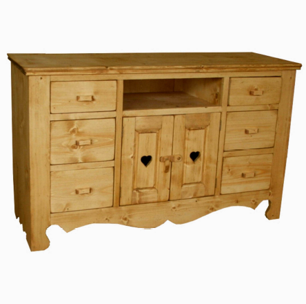 MEUBLE BAHUT CHAMONIX 2 PORTES 6 TIROIRS + NICHE EN SAPIN MASSIF 140 X 85 x 50cm - Photo N°3
