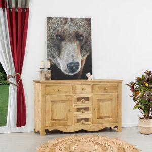 MEUBLE BAHUT CHAMONIX 2 PORTES 6 TIROIRS EN SAPIN MASSIF 149 X 96 x 47 cm