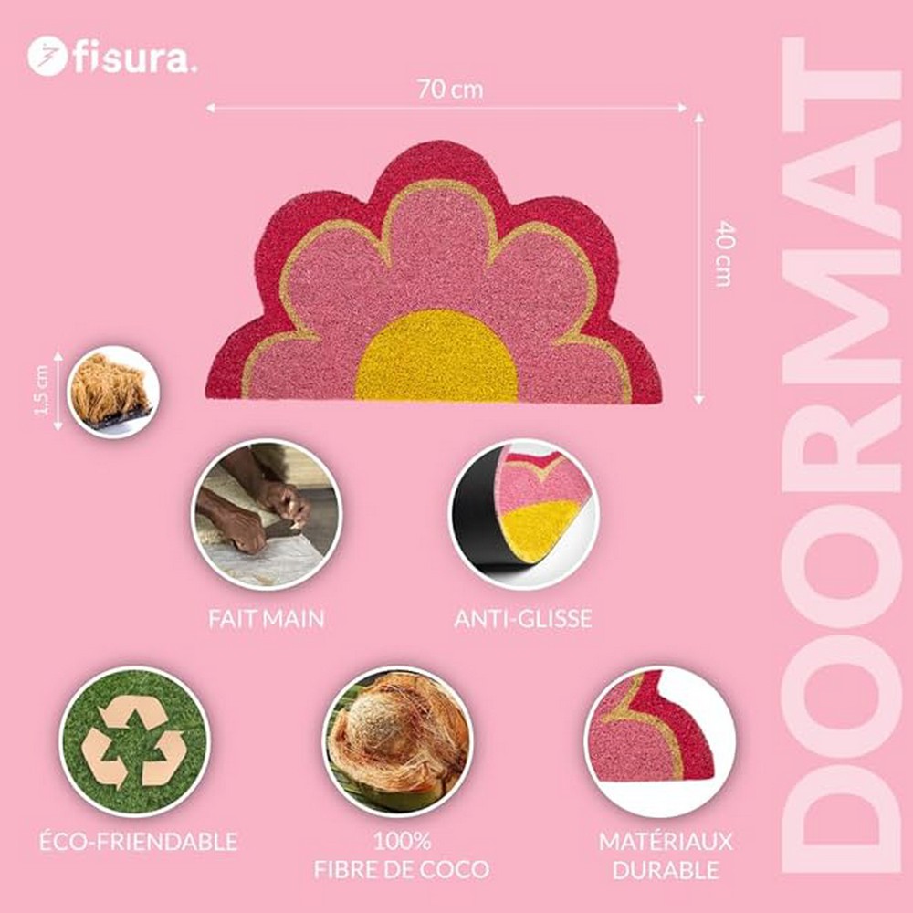 TAPIS D'INTERIEUR DEMI-FLEUR ROSE 70 x 40 cm - Photo N°3