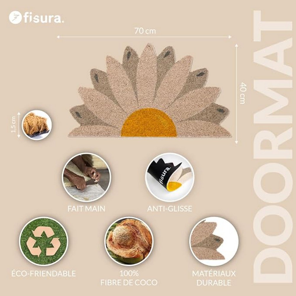 TAPIS D'INTERIEUR DEMI-FLEUR GRISE 70 x 40 cm - Photo N°3