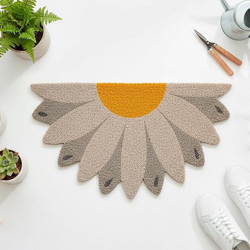 TAPIS D'INTERIEUR DEMI-FLEUR GRISE 70 x 40 cm - Photo N°4