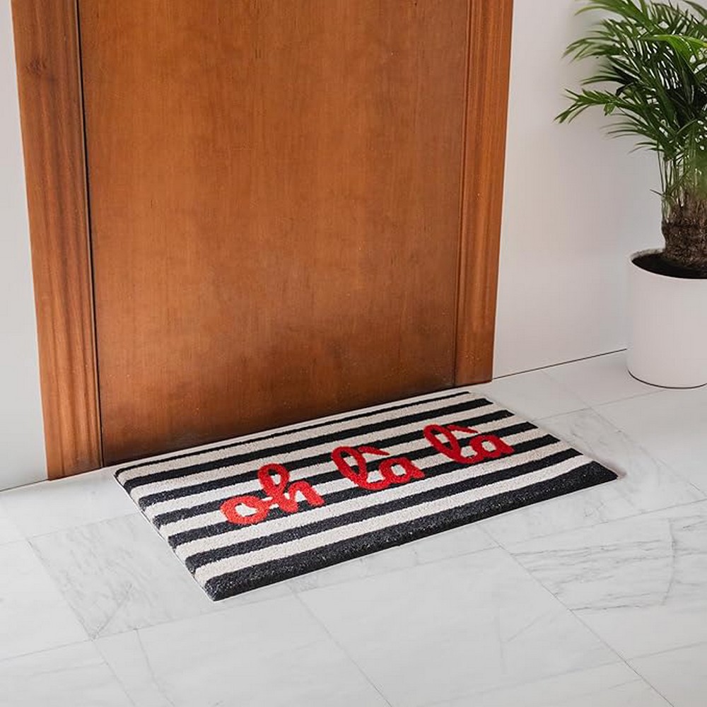 TAPIS D'INTERIEUR OH LA LA RAYER NOIR ET BLANC 70 x 40 cm - Photo N°2