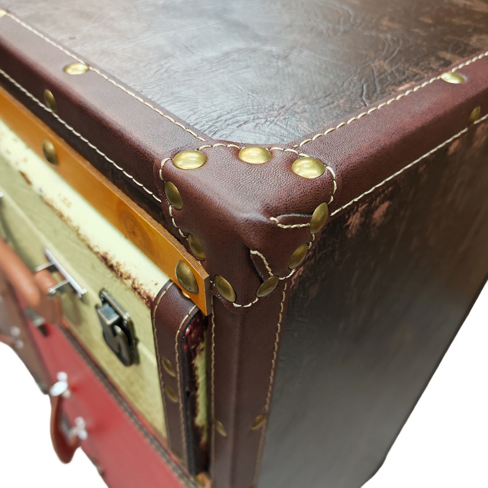 MEUBLE VALISE MARCO POUR RANGEMENT 2 PORTES 2 TIROIRS MULTICOLORE 76 X 73 X 36CM - Photo N°7