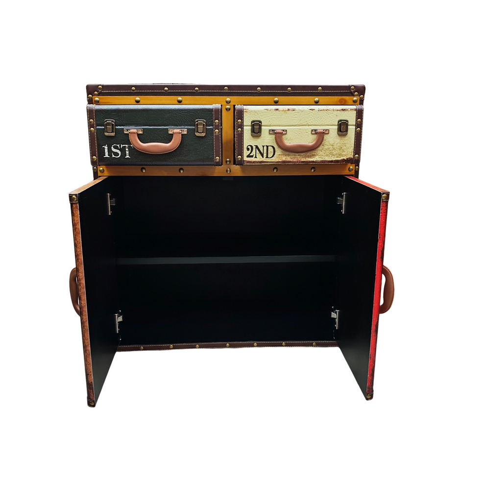 MEUBLE VALISE MARCO POUR RANGEMENT 2 PORTES 2 TIROIRS MULTICOLORE 76 X 73 X 36CM - Photo N°5