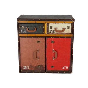 MEUBLE VALISE MARCO POUR RANGEMENT 2 PORTES 2 TIROIRS MULTICOLORE 76 X 73 X 36CM