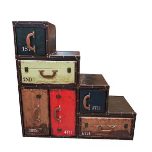 MEUBLE VALISE ESCALIER MARCO 4 PORTES 2 TIROIRS MULTICOLORE 100 X 100 X 40 CM