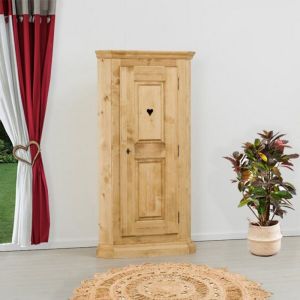 MEUBLE BONNETIERE D'ANGLE CHAMONIX 1 PORTE EN SAPIN MASSIF 103 X 189 X 64cm