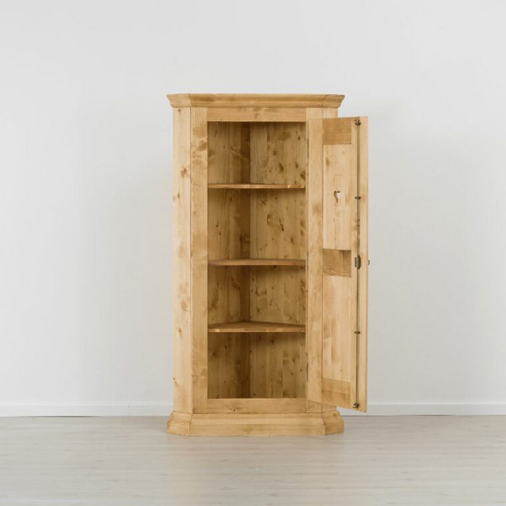 MEUBLE BONNETIERE D'ANGLE CHAMONIX 1 PORTE EN SAPIN MASSIF 103 X 189 X 64cm - Photo N°2