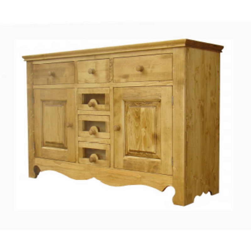 MEUBLE BAHUT CHAMONIX 2 PORTES 6 TIROIRS EN SAPIN MASSIF 149 X 96 x 47 cm - Photo N°4