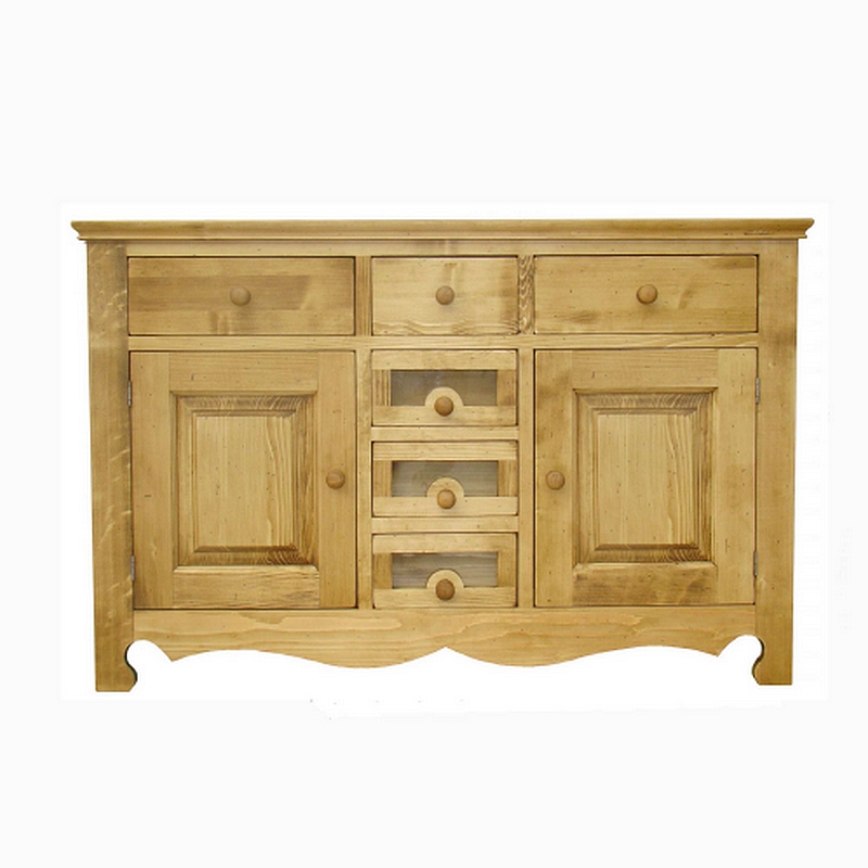 MEUBLE BAHUT CHAMONIX 2 PORTES 6 TIROIRS EN SAPIN MASSIF 149 X 96 x 47 cm - Photo N°3