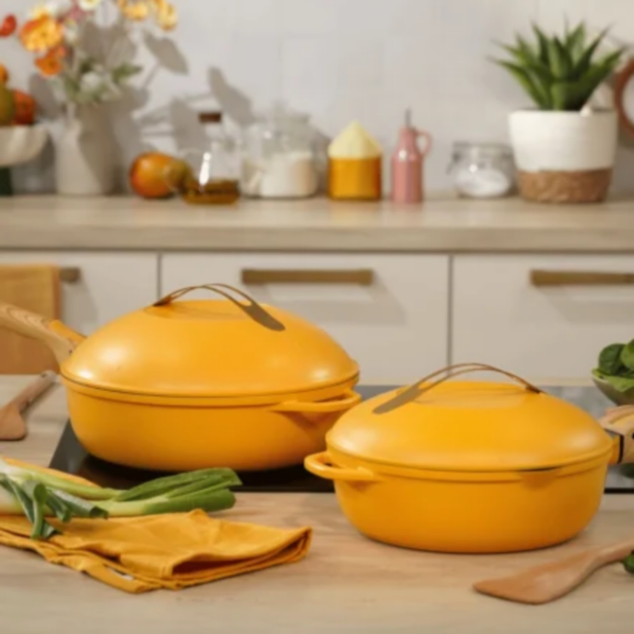 LA FABULEUSE POELE 28 CM COULEUR JAUNE MANGUE POELE 8 EN 1 - Photo N°5