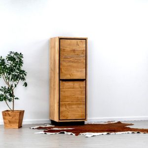 BONNETIERE RETRO 1 PORTE EN PIN MASSIF ET NOIR 60 X 170 X 55 cm