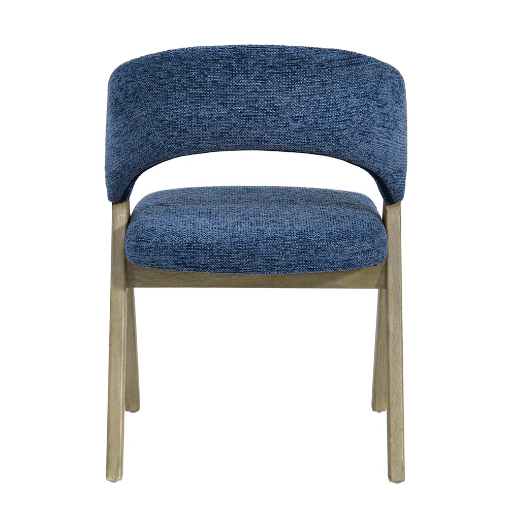 CHAISE KYARA PIEDS BOIS ET TISSU BLEU 56 X 80 X 55.5 CM - Photo N°3