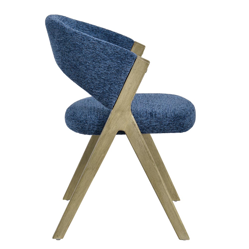 CHAISE KYARA PIEDS BOIS ET TISSU BLEU 56 X 80 X 55.5 CM - Photo N°4