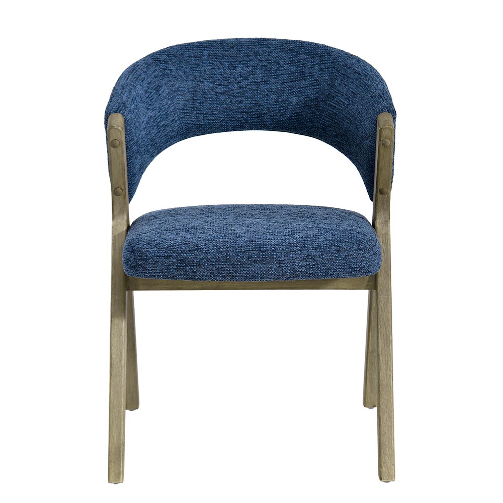 CHAISE KYARA PIEDS BOIS ET TISSU BLEU 56 X 80 X 55.5 CM - Photo N°5