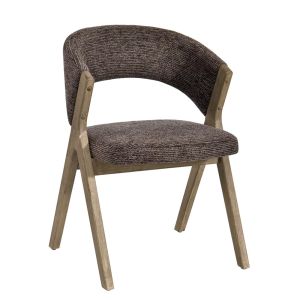 CHAISE KYARA PIEDS BOIS ET TISSU CHOCOLAT 56 X 80 X 55.5 CM
