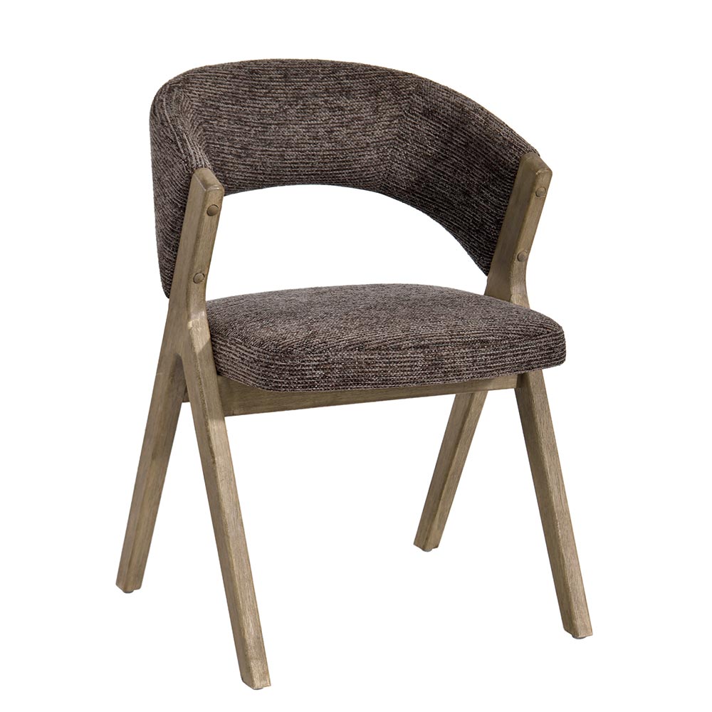 CHAISE KYARA PIEDS BOIS ET TISSU CHOCOLAT 56 X 80 X 55.5 CM - Photo N°1