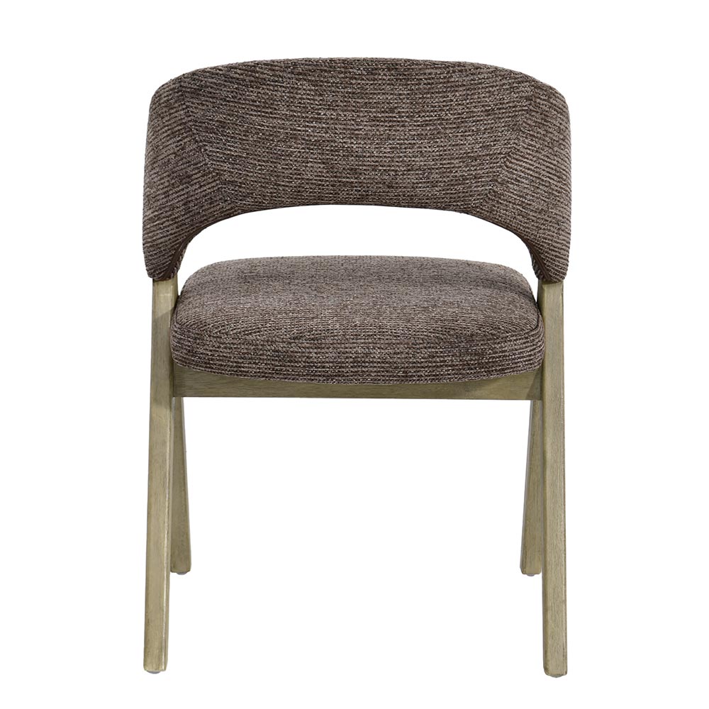 CHAISE KYARA PIEDS BOIS ET TISSU CHOCOLAT 56 X 80 X 55.5 CM - Photo N°3