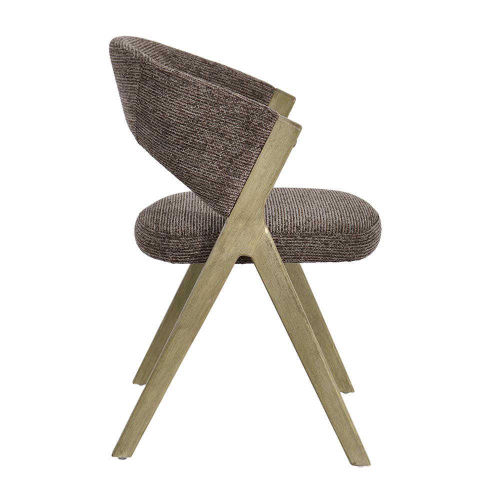 CHAISE KYARA PIEDS BOIS ET TISSU CHOCOLAT 56 X 80 X 55.5 CM - Photo N°4