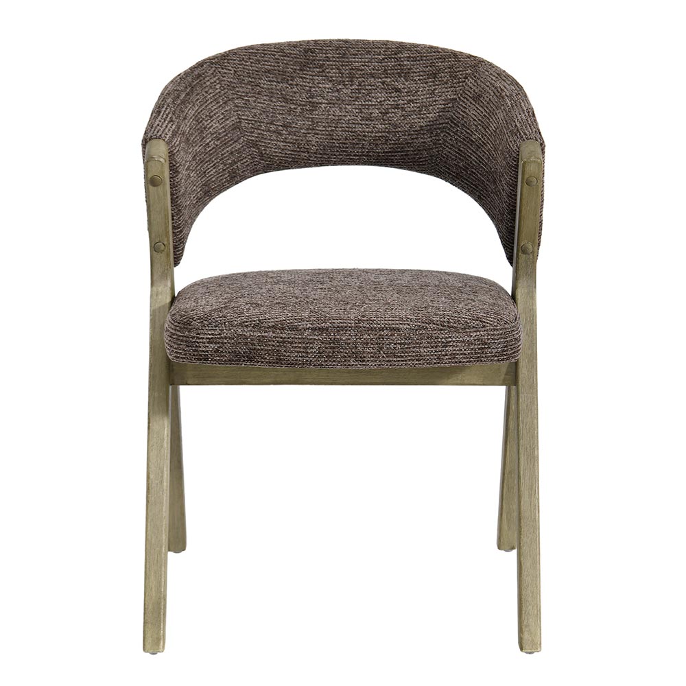 CHAISE KYARA PIEDS BOIS ET TISSU CHOCOLAT 56 X 80 X 55.5 CM - Photo N°5