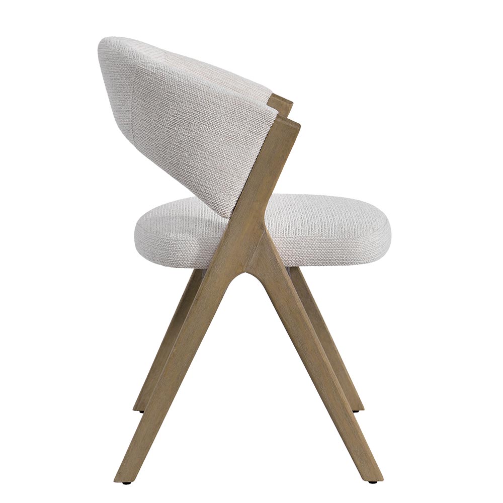 CHAISE KYARA PIEDS BOIS ET TISSU ECRU 56 X 80 X 55.5 CM - Photo N°4