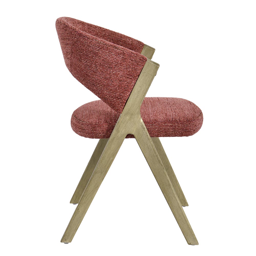 CHAISE KYARA PIEDS BOIS ET TISSU TERRACOTTA 56 X 80 X 55.5 CM - Photo N°4