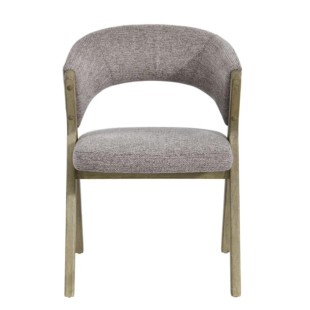 CHAISE KYARA PIEDS BOIS ET TISSU TAUPE 56 X 80 X 55.5 CM - Photo N°5