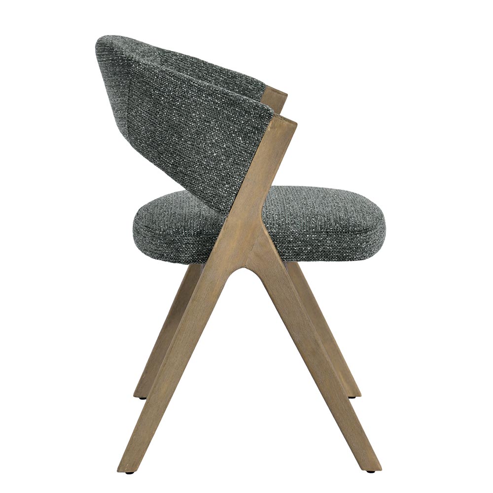 CHAISE KYARA PIEDS BOIS ET TISSU VERT KAKI 56 X 80 X 55.5 CM - Photo N°4