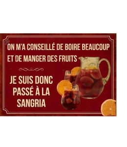 PLAQUE METAL ON M'A CONSEILLE DE BOIRE BEAUCOUP 21 X 15 CM