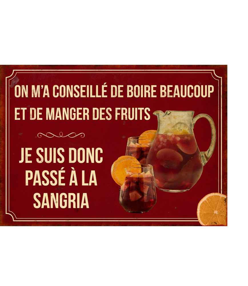 PLAQUE METAL ON M'A CONSEILLE DE BOIRE BEAUCOUP 21 X 15 CM - Photo N°1
