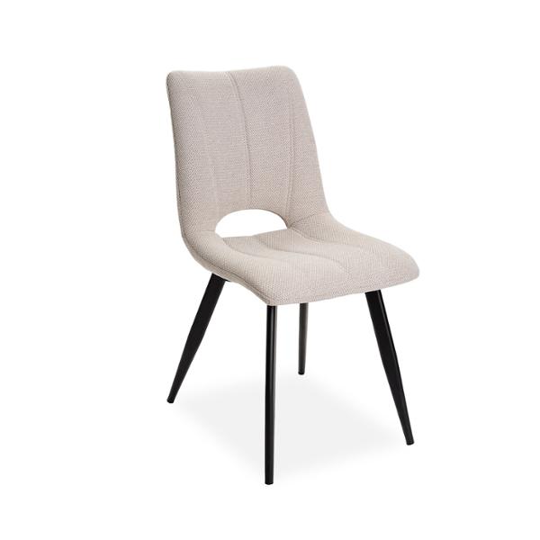 CHAISE CORALIE PIED METAL NOIR ASSISE TISSU BEIGE  45 X 88 X 61 CM - Photo N°1
