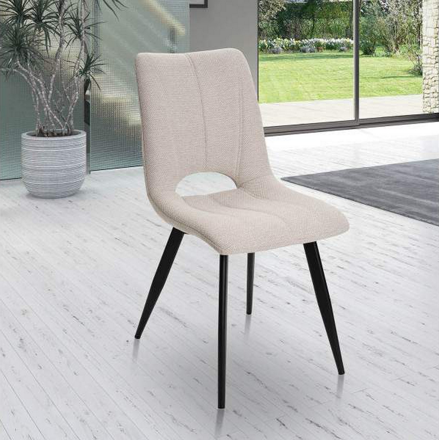 CHAISE CORALIE PIED METAL NOIR ASSISE TISSU BEIGE  45 X 88 X 61 CM - Photo N°2