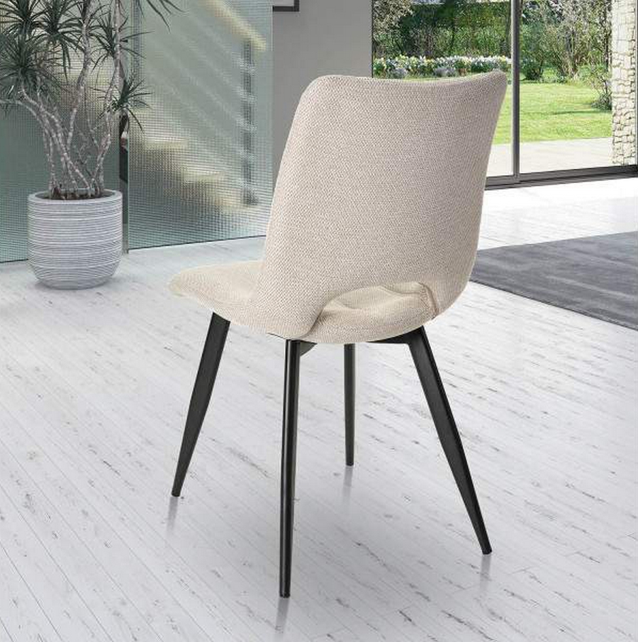 CHAISE CORALIE PIED METAL NOIR ASSISE TISSU BEIGE  45 X 88 X 61 CM - Photo N°3