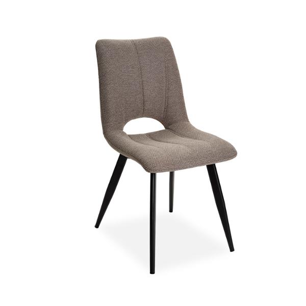 CHAISE CORALIE PIED METAL NOIR ASSISE TISSU TAUPE 45 X 88 X 61 CM - Photo N°1