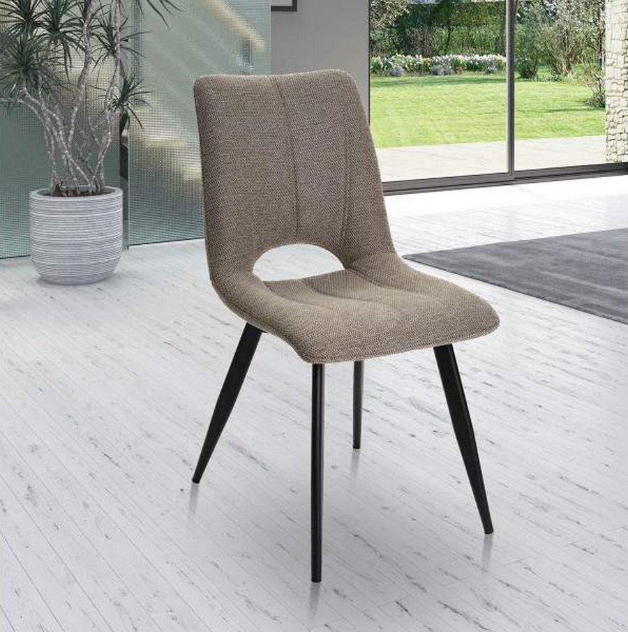CHAISE CORALIE PIED METAL NOIR ASSISE TISSU TAUPE 45 X 88 X 61 CM - Photo N°2