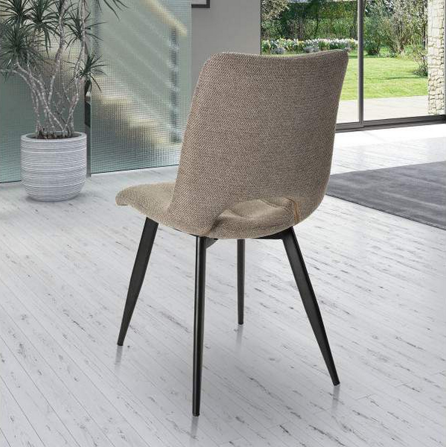 CHAISE CORALIE PIED METAL NOIR ASSISE TISSU TAUPE 45 X 88 X 61 CM - Photo N°3