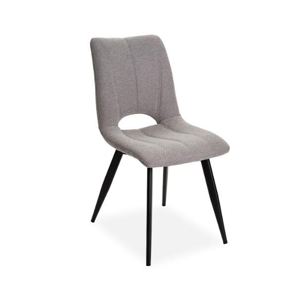 CHAISE CORALIE PIED METAL NOIR ASSISE TISSU GRIS PERLE  45 X 88 X 61 CM - Photo N°1
