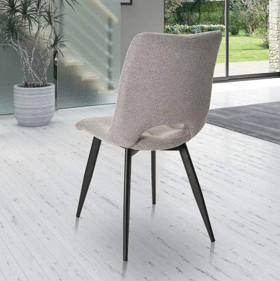 CHAISE CORALIE PIED METAL NOIR ASSISE TISSU GRIS PERLE  45 X 88 X 61 CM - Photo N°3