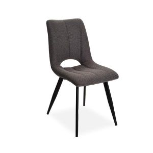 CHAISE CORALIE PIED METAL NOIR ASSISE TISSU GRIS ANTHRACITE 45 X 88 X 61 CM