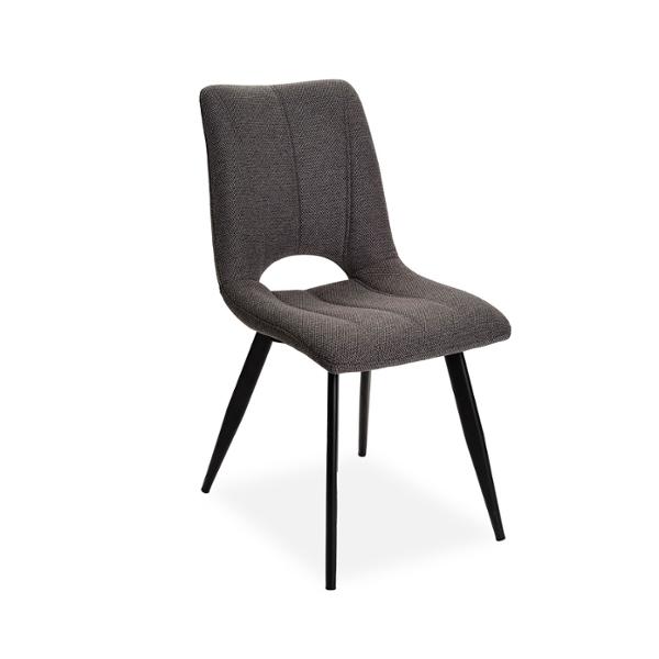 CHAISE CORALIE PIED METAL NOIR ASSISE TISSU GRIS ANTHRACITE 45 X 88 X 61 CM - Photo N°1