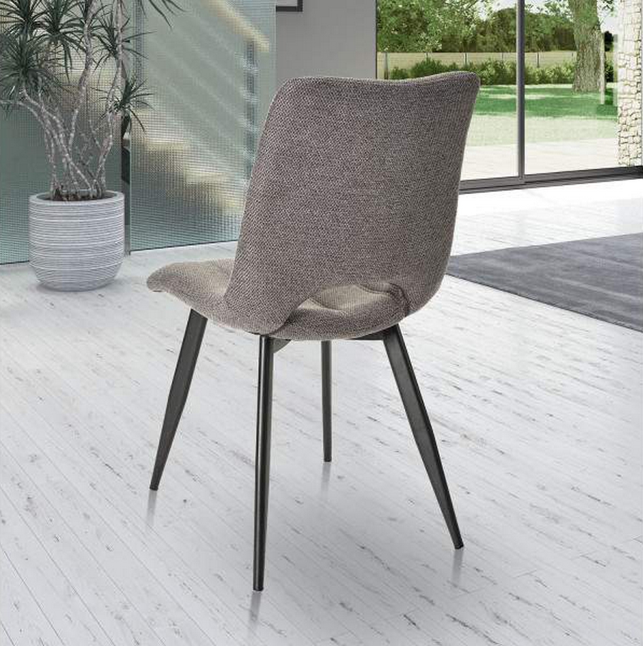CHAISE CORALIE PIED METAL NOIR ASSISE TISSU GRIS ANTHRACITE 45 X 88 X 61 CM - Photo N°3