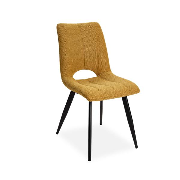 CHAISE CORALIE PIED METAL NOIR ASSISE TISSU JAUNE PAILLE  45 X 88 X 61 CM - Photo N°1