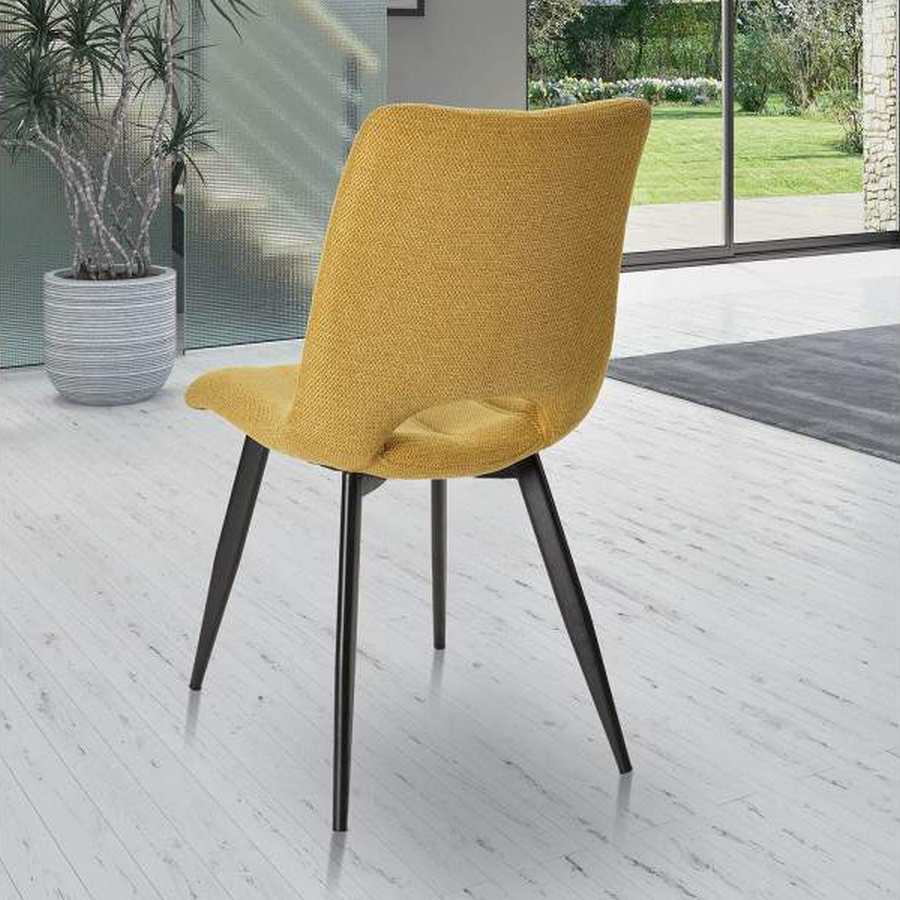 CHAISE CORALIE PIED METAL NOIR ASSISE TISSU JAUNE PAILLE  45 X 88 X 61 CM - Photo N°3