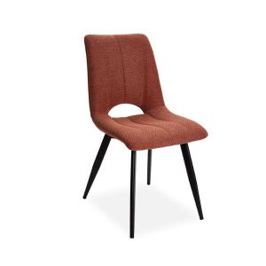 CHAISE CORALIE PIED METAL NOIR ASSISE TISSU TERRACOTTA  45 X 88 X 61 CM