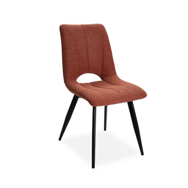 CHAISE CORALIE PIED METAL NOIR ASSISE TISSU TERRACOTTA  45 X 88 X 61 CM - Photo N°1