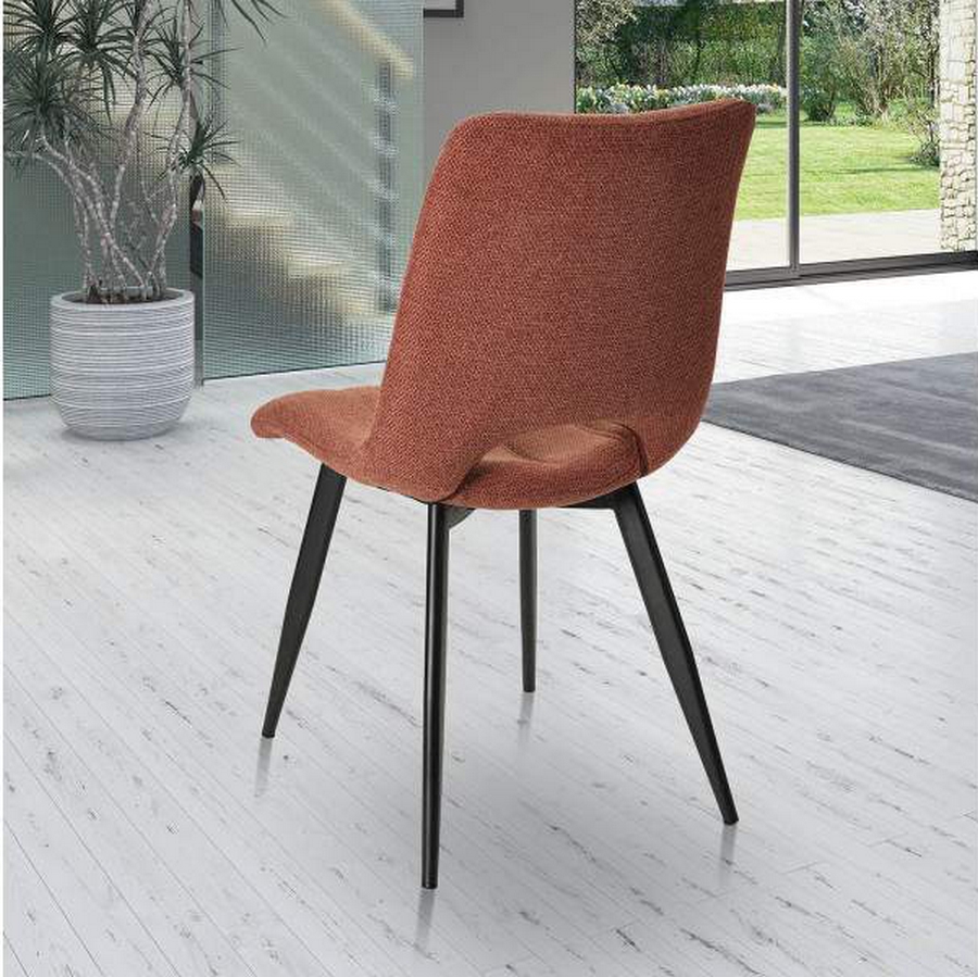 CHAISE CORALIE PIED METAL NOIR ASSISE TISSU TERRACOTTA  45 X 88 X 61 CM - Photo N°2