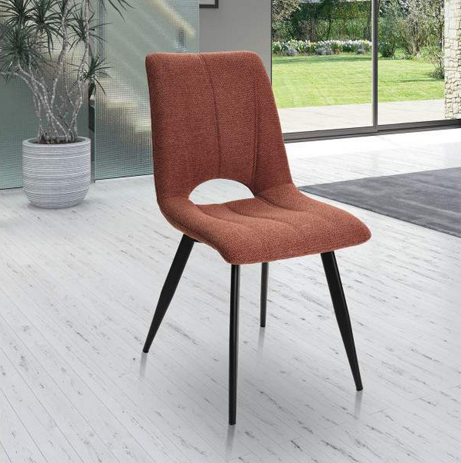 CHAISE CORALIE PIED METAL NOIR ASSISE TISSU TERRACOTTA  45 X 88 X 61 CM - Photo N°3