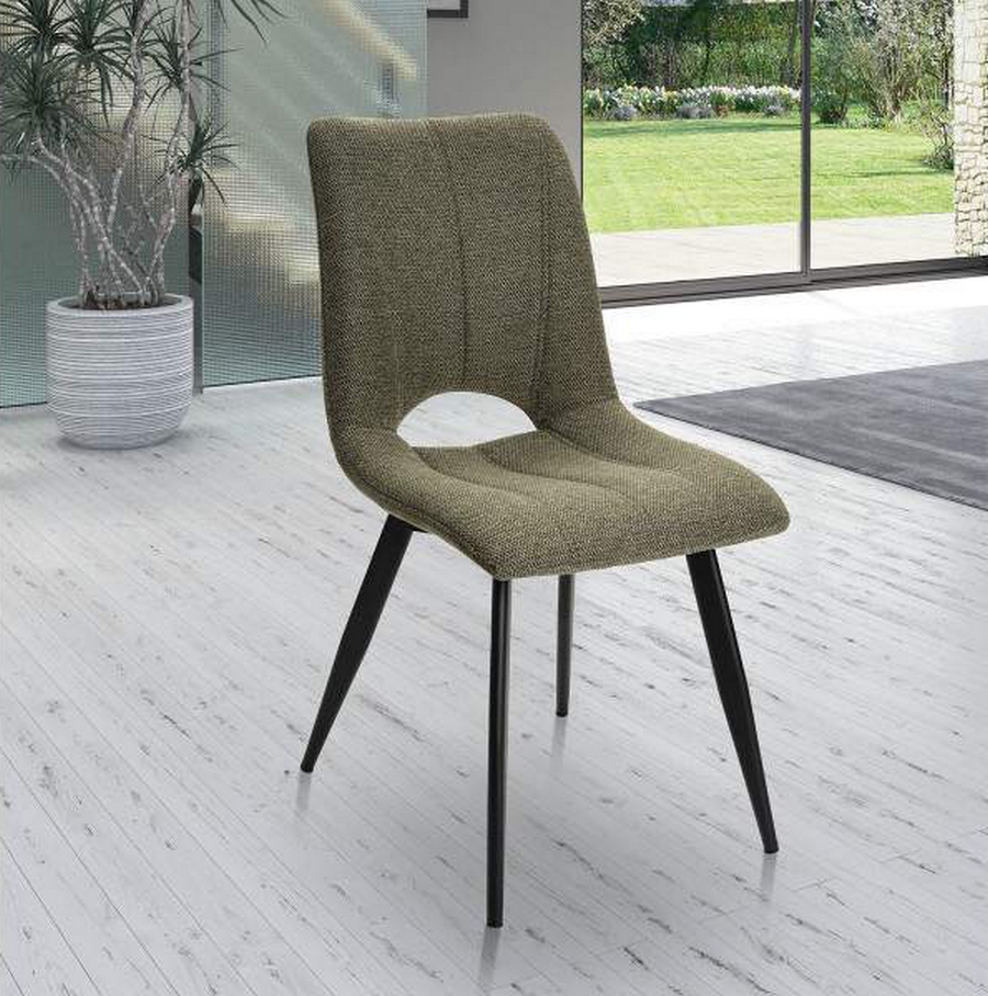 CHAISE CORALIE PIED METAL NOIR ASSISE TISSU VERT BOUTEILLE  45 X 88 X 61 CM - Photo N°2