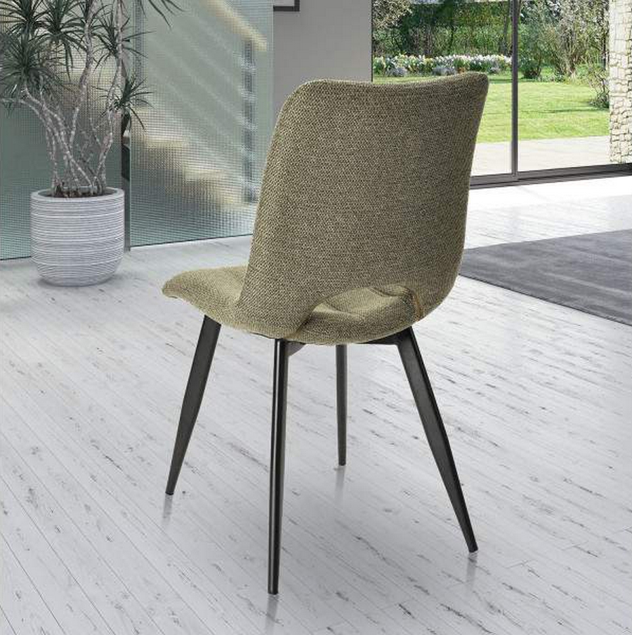 CHAISE CORALIE PIED METAL NOIR ASSISE TISSU VERT BOUTEILLE  45 X 88 X 61 CM - Photo N°3