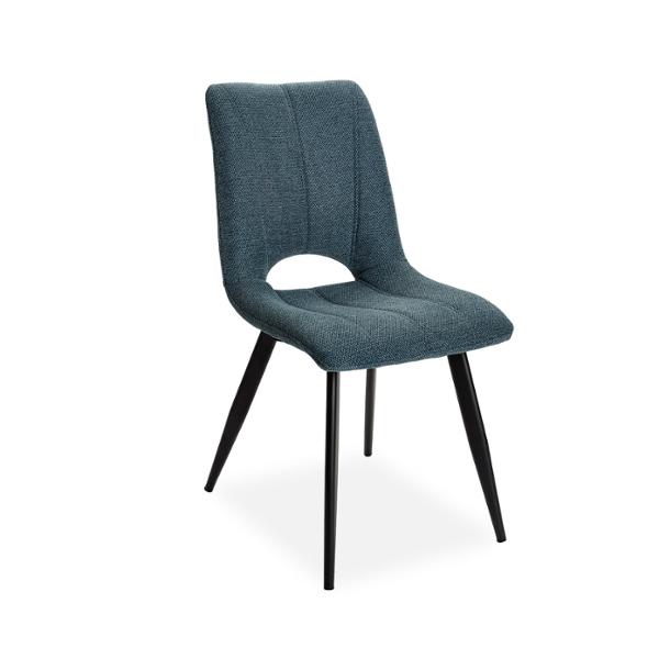 CHAISE CORALIE PIED METAL NOIR ASSISE TISSU BLEU TURQUOISE  45 X 88 X 61 CM - Photo N°1